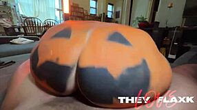 Santana Red's Curvy Latina Ass Takes BBC Facefuck in Pumpkin Lingerie Cosplay