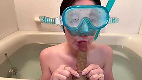 minami sally's big natural tits in underwater snorkel contest