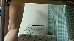 Japanese Girl's Panties Wedgied Under Desk on Webcam
