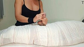 Mummified Handjob Part 3 Cum Paused Two Minutes