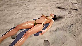 tk8 ryona xiaoyu writhes in gold bikini as old perv gropes her asian tits teasingly