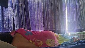 curvy colombian wakes up horny flashing tits feet then rides cock in bedroom morning sex