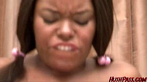 busty ebony candice moans riding white cock cowgirl with pigtails bouncing sloppy pussy grip