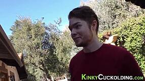 Teen cuckolded during interracial group fuck