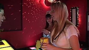 Diana Gold and Kristi Klenot fucked hard on stripper stage