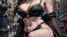 Halloween witch flashes huge tits and pussy strolling public streets