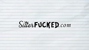 Babysitter's naughty blowjob bargain on sofa!