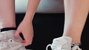 asian fitness teen jerks tight wet pussy asshole anal toy cums moaning yoga workout solo