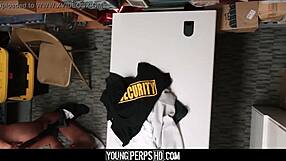 skinny twink flashes mall then bareback fucked by black security cock