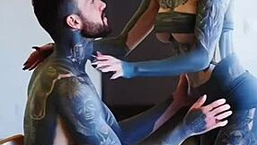 Tattooed skin cravings explode in wild couple's orgasmic tattooed flesh frenzy