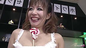 Curvy japanese teen with big nipples and clit in uncensored mmf threesome