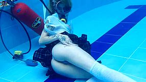 ashlee rose shakes skinny big tits in school skirt underwater scuba dive