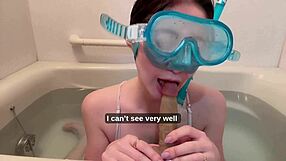 minami sally's big natural tits in underwater snorkel contest