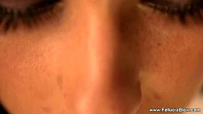 brunette amateur's blowjob facial swallow turns cock sucking into obsession