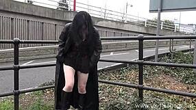 Gothic Exhibitionist Fayth Corbin Flashes Tits Outdoors