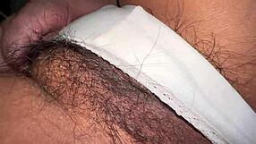 hot indian student fingers hairy pussy clit over white thong moaning wildly