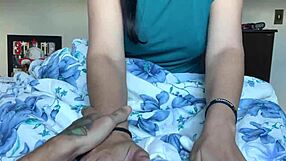 Slutty Brunette Teases Firm Tits Deepthroating Pink Cock