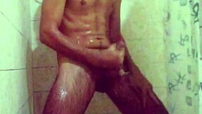 Two Cumshots Drip Down Hands During Steamy Shower Masturbation