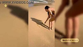 rainha hotwife naked on nudist beach tests liquid gel vibrator deep