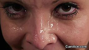 frisky kitten gulps massive cumshot facial swallowing every drop!