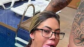 that tattooed guy bends over hot blonde pounding her big pussy to orgasm doggystyle