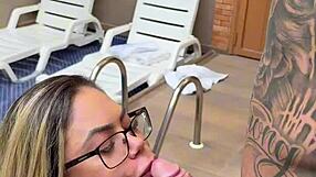 that tattooed guy bends over hot blonde pounding her big pussy to orgasm doggystyle