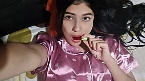 the hot latina stirs awake fingering her wet pussy solo homemade