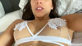 doesn't this beautiful hot brunette's juicy pussy look tempting in new lingerie?