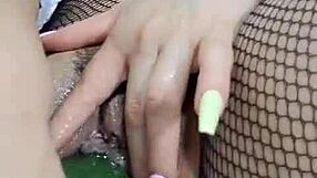 curvy colombiana rabbitquicky fucks cucumber in pussy till squirting orgasms