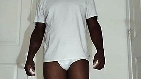 First Time Spreading Ass in White Underwear Masturbation