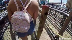 Thick oily teen ass shakes wildly on huge white cock