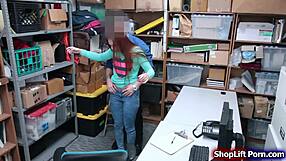 Busty Redhead Shoplifter Takes Officer’s Monster Cock Deep in Office