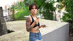 Police Latina bodybuilder stops me seduces searches body with muscular pussy fucking screaming sex!