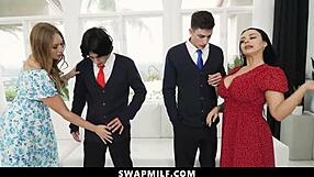 Skylar Snow and Payton Preslee Milfs Boost Stepson in Orgy