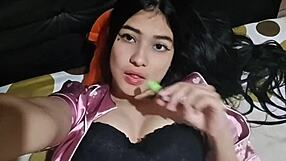 the hot latina stirs awake fingering her wet pussy solo homemade