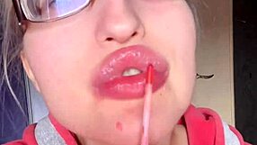 asmr glossy lips devour banana fetish tease