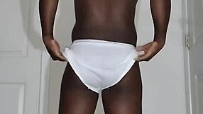 First Time Spreading Ass in White Underwear Masturbation