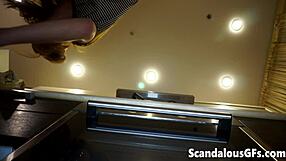 girlfriend's shaved pussy tastes yummy in kitchen pov!!