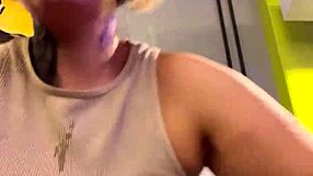 sweaty gym shirt turns see-through on her tits