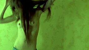 hot girlfriend teases pussy through tight jeans solo