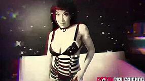 Sexy goth brunette teases huge cock then rides it doggystyle deep