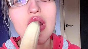 asmr glossy lips devour banana fetish tease