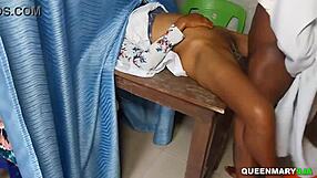 doctor pounds sexy patient's wet pussy doggystyle in front of her husband with huge black cock creampie??