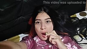 the hot latina stirs awake fingering her wet pussy solo homemade