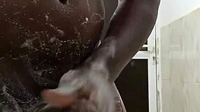 Horny Bottom Jerks Monster Cock In Steamy Shower