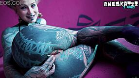 brutal solo anal fisting gaping tattoo girl's asshole