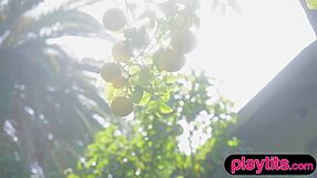 big ass curvy swiss milf bombshell strips slow in garden ripping clothes off