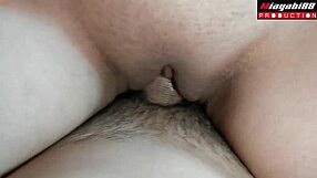 thai slut rides shaved cock till cumshot on tits