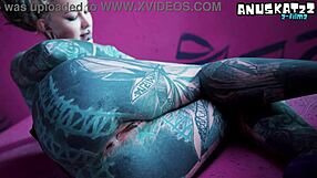 brutal solo anal fisting gaping tattoo girl's asshole