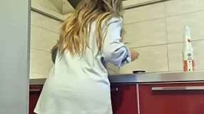 Hot Babe Cleans Stove Super Horny!